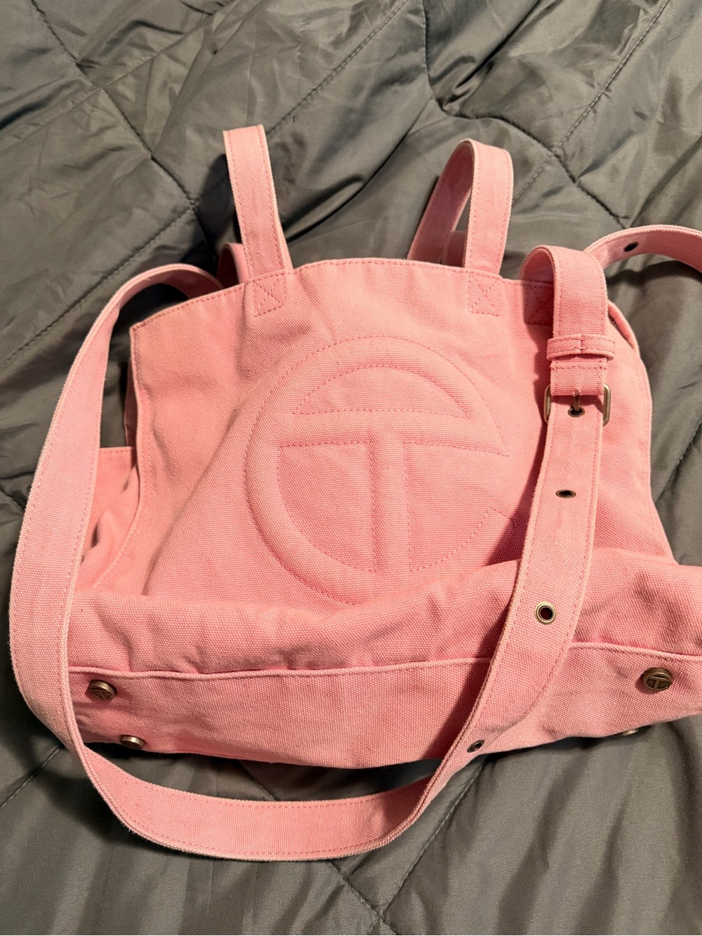 Telfar denim crossbody tote